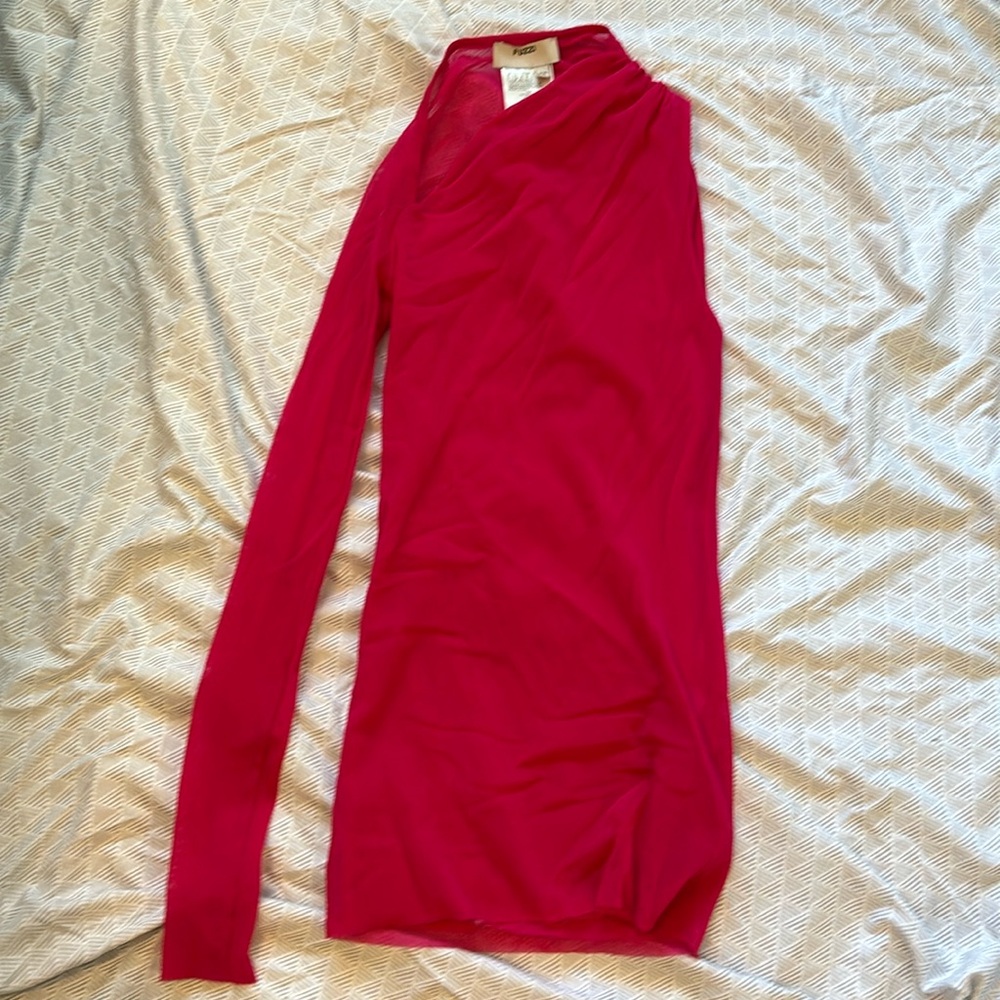 Fuzzi bright pink one sleeve mesh xs